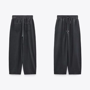 Zara Washed Effect Linen Blend Pants